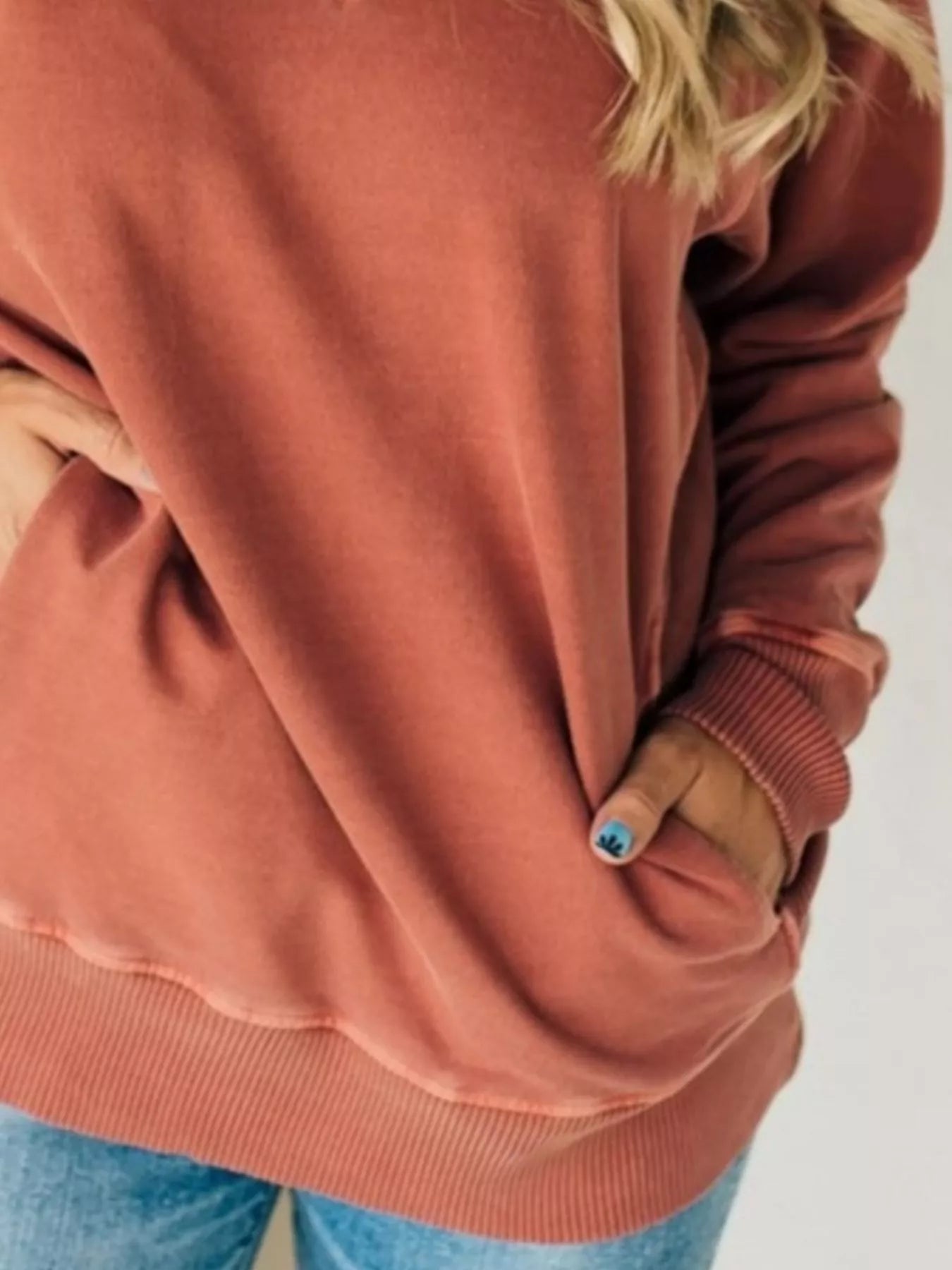 Full Size Crew Neck Raglan Sleeve Sweatshirt Plus Size