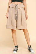 Davi & Dani Fold Over Waist Band Strap Detail Short