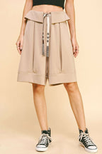 Davi & Dani Fold Over Waist Band Strap Detail Short