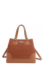 Nicole Lee USA Monogram Pattern Handbag with Rhinestones Decor
