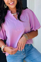 V Neck Puff Sleeve Summer Blouse