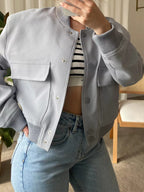 Full Size Snap Down Long Sleeve Jacket Plus Size