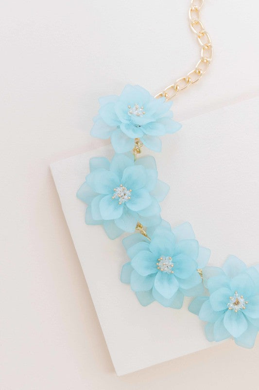 Fashion Forward Floral Necklace | Clear Blue