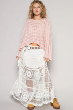 POL Crochet Floral Flared Skirt with Elastic Waist Band