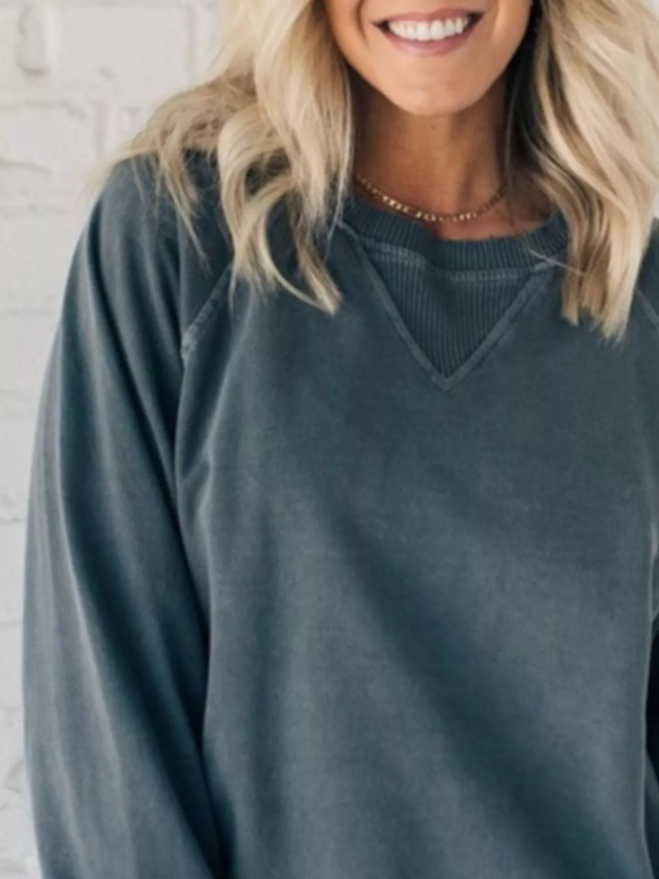 Full Size Crew Neck Raglan Sleeve Sweatshirt Plus Size