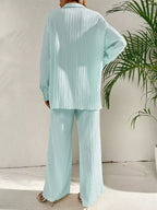 Long Sleeve Shirt & Wide Leg Pants Set