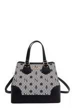 Nicole Lee USA Monogram Pattern Handbag with Rhinestones Decor