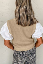 Round Neck Puff Sleeve Sweater