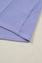 Waffle V Neck Short Sleeve Top