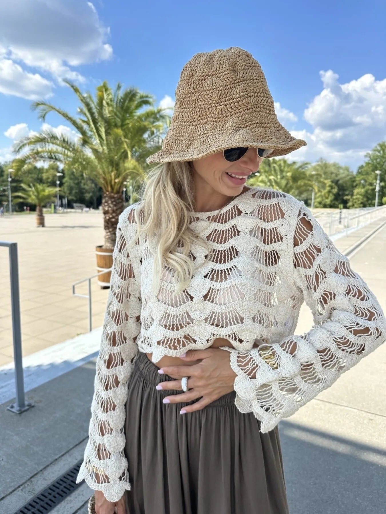 Crochet Long Sleeve Knit Cover Up