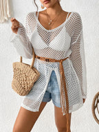 Openwork V-Neck Slit Cover-Up
