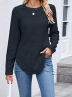 Diamond Pattern Knit Long Sleeve T-Shirt
