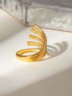 18K Gold-Plated Stainless Steel Irregular Lines Open Ring
