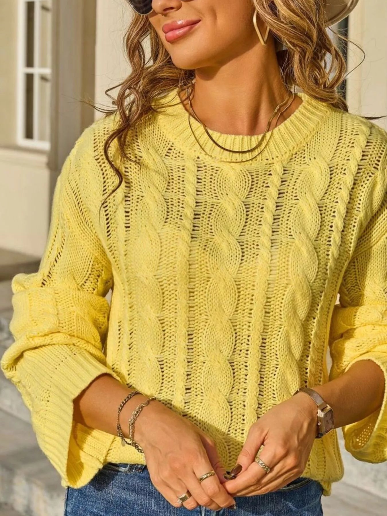Cable Knit Long Sleeve Sweater