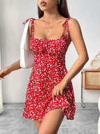 Floral Print Tie Strap Mini Dress