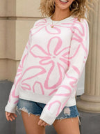 Flower Crew Neck Long Sleeve Sweater