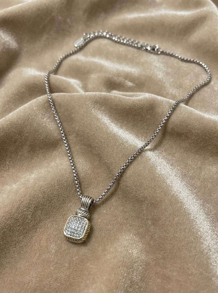 Two-Tone Pave Diamond Necklace