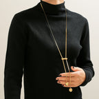 18K Gold-Plated Titanium Steel Hollow Bead Necklace