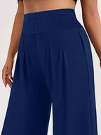 Plus Size High Waist Wide Leg Smocked Waist Pants