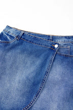 Wrapped Crossed Waist Denim Mini Skirt