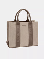 David Jones Canvas Tote Handbag with Contrast Leather Handles