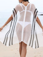 Open Front Contrast Openwork Cover-Up