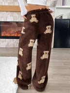 Teddy Bear Print Fluffy Pants