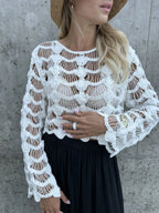 Crochet Long Sleeve Knit Cover Up