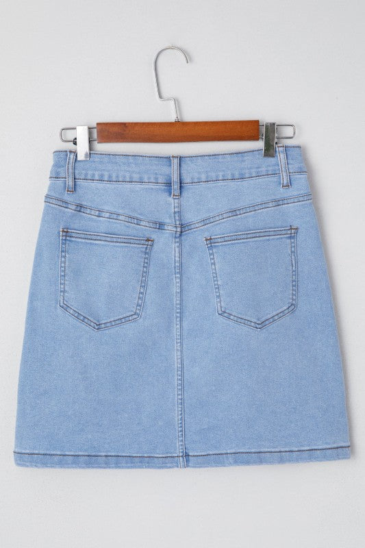 Western Embroidered Denim Mini Skirt