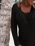 Openwork Long Sleeve Knit Cover Up