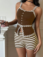 Striped High Waist Knit Shorts