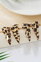 Gold Leopard Print Bow Knot Shape Plated Alloy Earrings