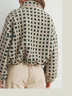 Plaid Zip Up Sherpa Jacket