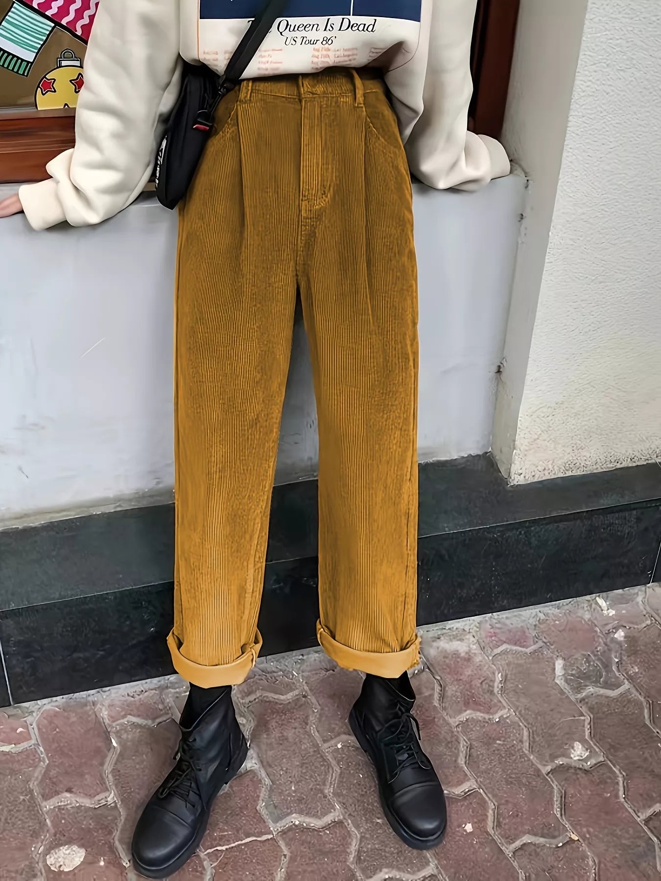 Full Size Vintage Corduroy Wide Leg Pants Plus Size
