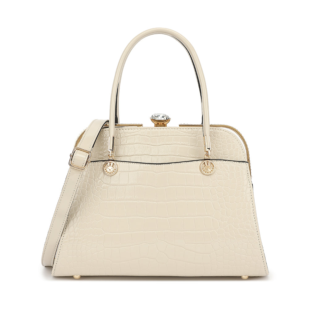 Croco Patent Leather Frame Satchel