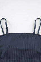 Ribbed Drawstring Sides Cutout One Piece Swimsuit