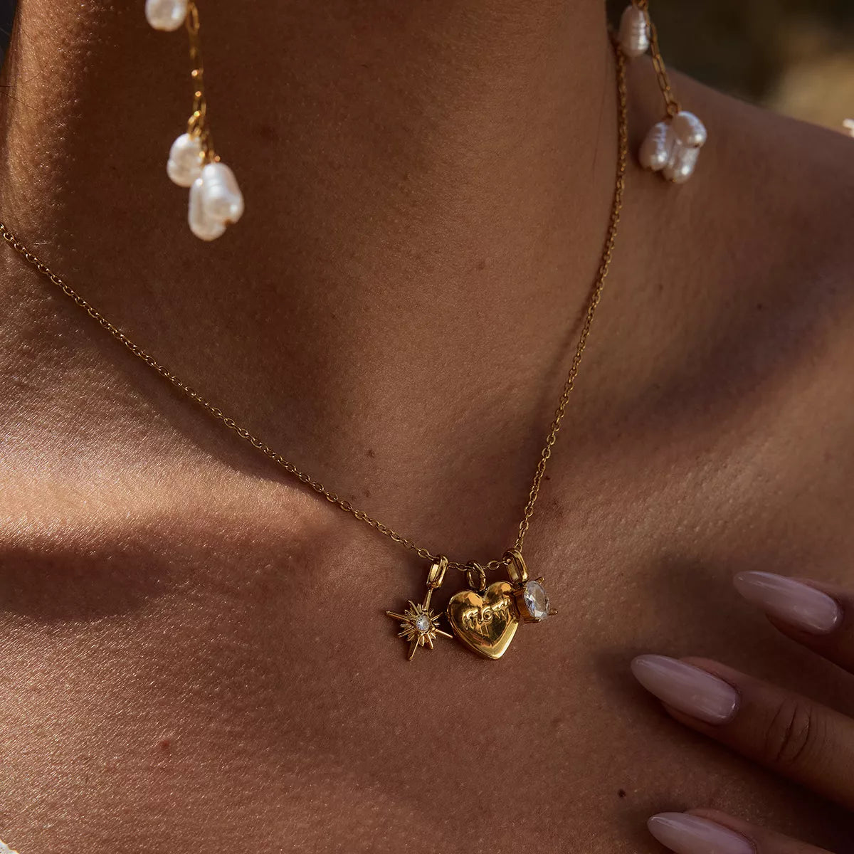 18K Gold-Plated 'Mom' Heart Necklace