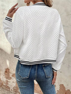 Striped Trim Zip Up Jacket