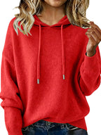 Drawstring Long Sleeve Hooded Sweater