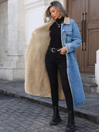 Sherpa Lined Longline Denim Jacket