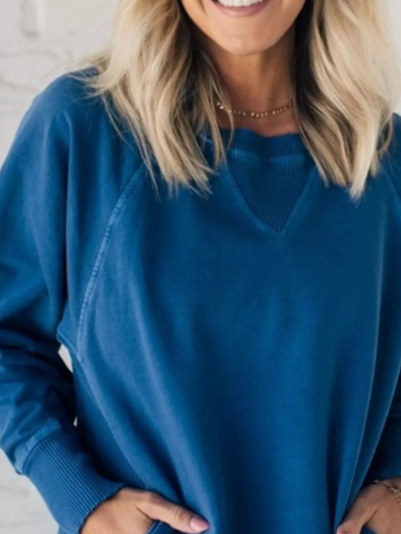 Full Size Crew Neck Raglan Sleeve Sweatshirt Plus Size