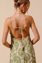 SO ME Damask Floral Summer Maxi Flowy Dress With Open Back