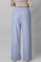 Stripe Buttoned Detail Loose Casual Pants
