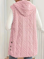 Button-Down Sherpa Hooded Vest Coat