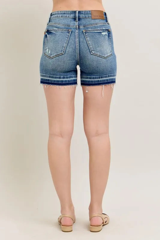 Judy Blue Mr Tummy Control Vintage Wash Release Hem Shorts