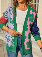 Colorful Open Front Cardigan