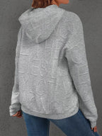 Full Size Textured Embossed Long Sleeve Hoodie Plus Size