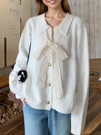 Lace Tie Button Up Cardigan