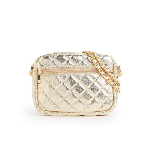 SueEllen Quilted Small Crossbody Bag with Gold Cha