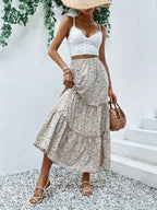 Frill Tiered Printed Skirt